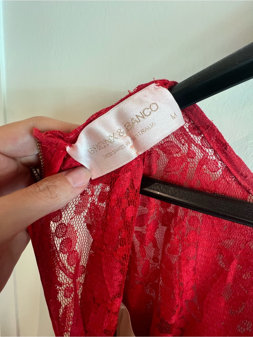Bronx and Banco Red Lace Ruffled High-Slit Gown - Picture 4 of 4